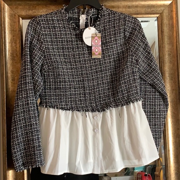 Boohoo Tops - Boohoo Tweed Top w/ button down bottom